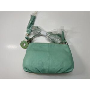 Isaac Mizrahi Leather Crossbody Bag Mint Green Compact Stylish Design
